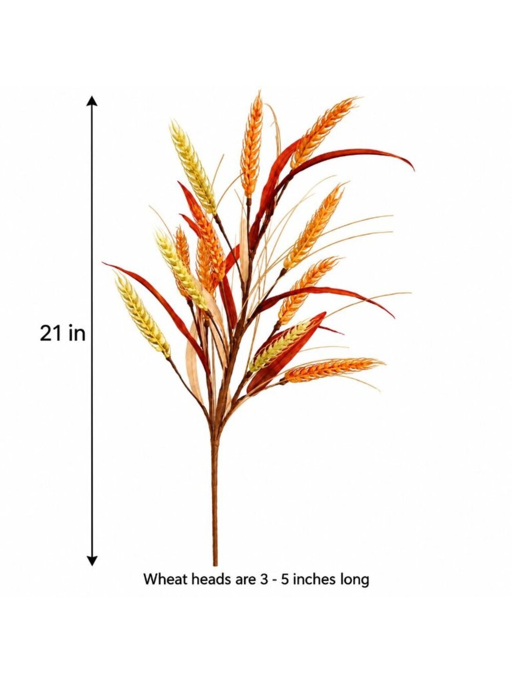 Fall Wheat Spray, Faux Grain Stem, 10 Head Artificial Floral Filler Thanksgiving - Picture 2 of 7